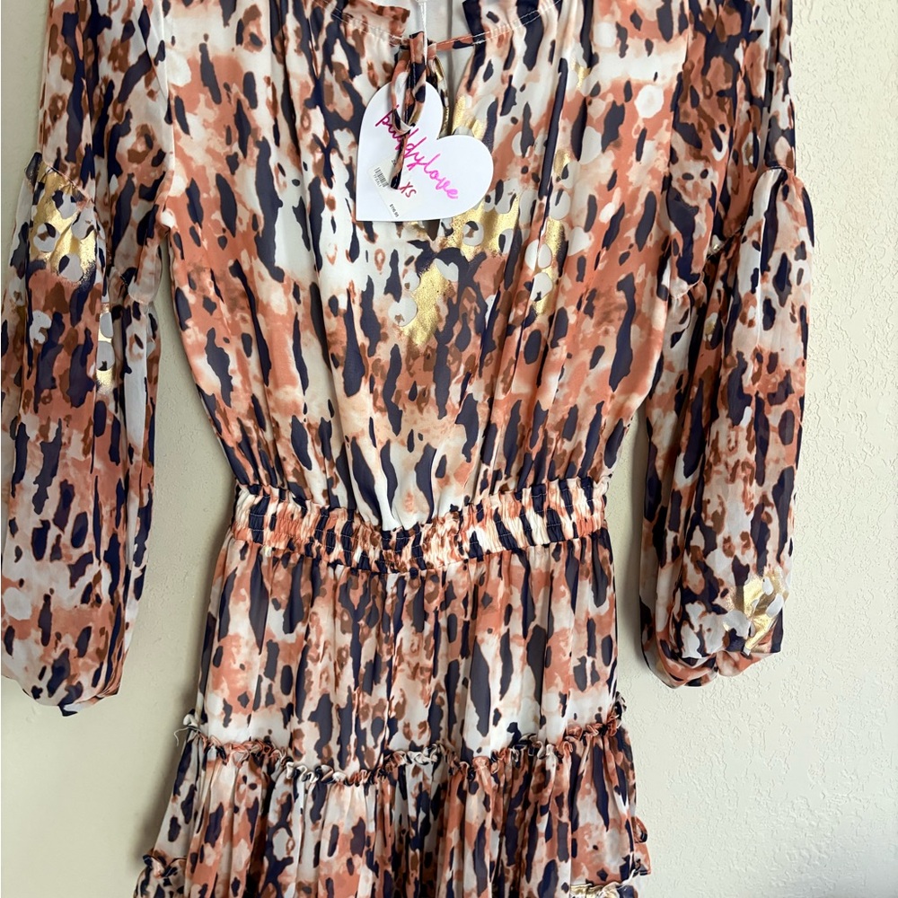 Buddy Love Cream and Gold Animal Print Dress